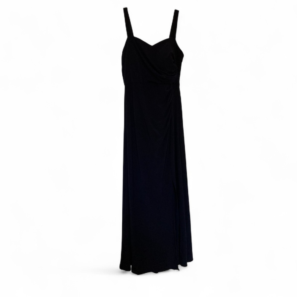Alex Evenings Navy Formal Gown with Sweetheart Neckline and Side Slit 6 Petite